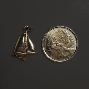 Small Vintage Sterling Silver Sailboat Pendant Charm